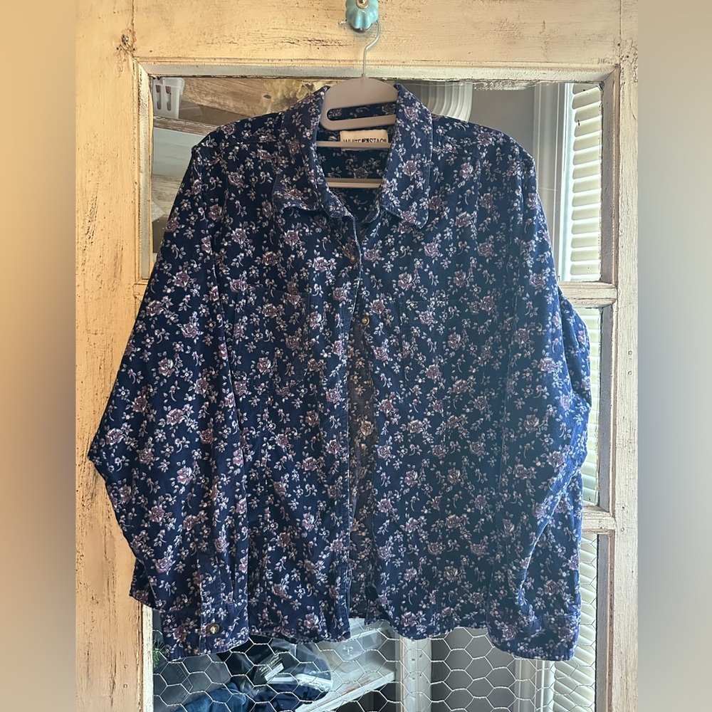 White Stag | Navy Floral Corduroy Button Down